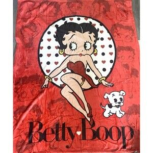 Betty Boop 50x60 Red Throw Blanket with Dog 100% Polyester